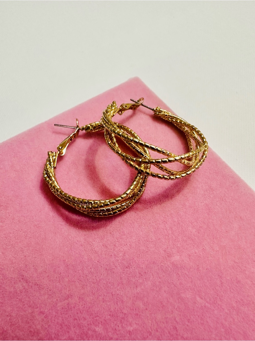 Textured Gold Tone Hoop Earrings